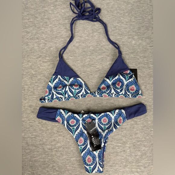Tavik Reversible Coco Scoop Neck Bikini Women's Navy Blue Polyester Swimwear Lrg - Picture 1 of 4